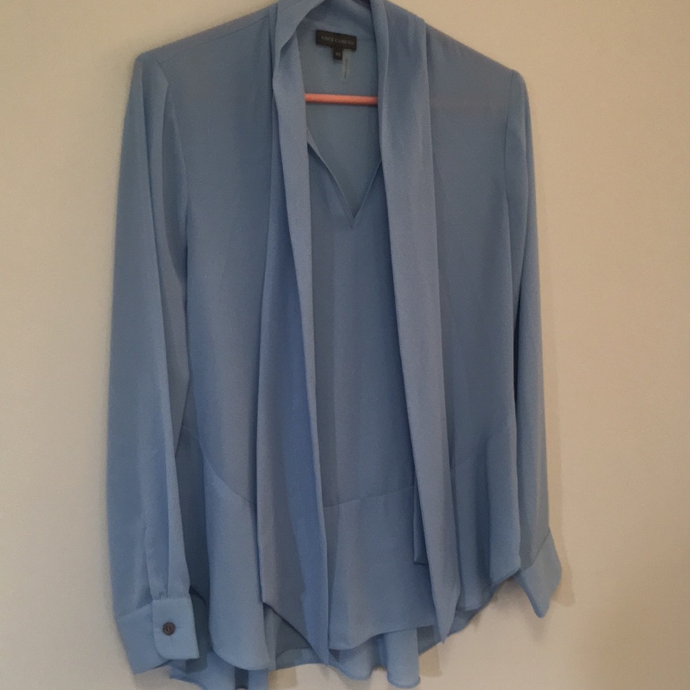Baby blue Vince Camuto tie front blouse